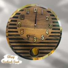 STE Desing Dekoratif Modern Sarkaçlı Duvar Saati, Ahşap Duvar Saati,duvar Saati,wall Clock,