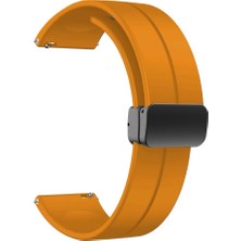 Case 4U Samsung Gear S2 20MM Metal Tokalı Kordon Kayış Bileklik Silikon Krd-84 Açık Turuncu