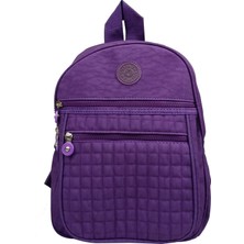 SİA ÇANTA Kırinkıl Kumaş 3 Gözlü, Matara Bölmeli Su Geçirmez Kumaş Ön Kapitone Baskılı Kadın Sırt Çantası