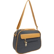 SİA ÇANTA Kabartma Yazı Detaylı Çapraz & El Tutma Askılı  Dört Gözlü Kullanışlı Şık Çanta