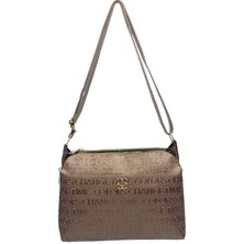 SİA ÇANTA Kabartma Yazı Detaylı Çapraz Askılı  Üç Fermuarlı Gözlü Kullanışlı Şık Çanta