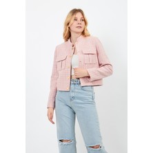 Volanlı Pembe Tüvit Ceket