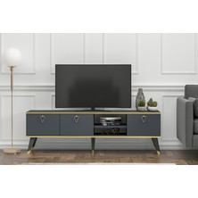 Newline Mobilya Luna Tv Ünitesi 160 cm Antrasit-Altın