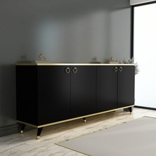 Newline Mobilya Siyah Karen Gold Konsol 160 cm K20 Siyah Gold