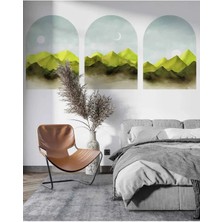 Kt Grup Bohem Sisli Dağlar Ayın Evreleri 3'lü Pastel Duvar Sticker Seti