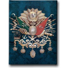 Desenlio Mavi Osmanlı Devlet Arması Kanvas Tablo