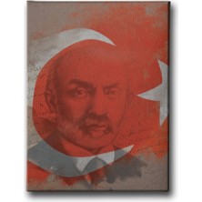 Desenlio Türk Bayrağı - M. Akif Ersoy Kanvas Tablo