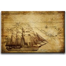 Desenlio Eski Dünya Haritası Canvas Tablo