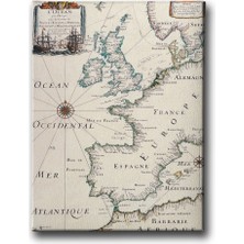Desenlio Eski Atlantik Haritası Canvas Tablo