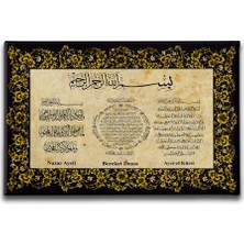 Desenlio Nazar-Bereket-Ayet-El Kürsi  Ayetli Kanvas Tablo