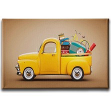 Desenlio Sarı Chevrolet Kamyonet Canvas Tablo