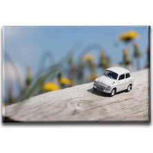 Desenlio Nostaji Beyaz Araba Canvas Tablo