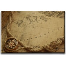 Desenlio Eski Harita Canvas Tablo