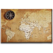 Desenlio Nostaljilk Harita ve Pusula Canvas Tablo