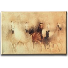 Desenlio Eskitme Atlar Kanvas Tablo