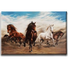 Desenlio Yağlı Boya Atlar Kanvas Tablo