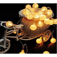 Bonibbo Kristal Top LED Işık 5 Metre 30 Ledli Şeffaf Kablolu Gün Işığı Pilli Dekoratif Aydınlatma