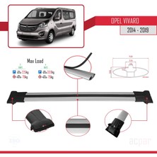 Opel Vivaro 2014-2019 Arası ile Uyumlu Fly Model Ara Atkı Tavan Barı Gri 3 Adet Bar