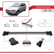 Volvo V50 2004-2012 Arası ile Uyumlu Fly Model Ara Atkı Tavan Barı Gri 3 Adet Bar