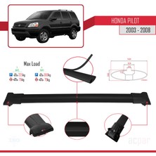 Honda Pilot 2003-2008 Arası ile Uyumlu Fly Model Ara Atkı Tavan Barı Siyah 3 Adet Bar