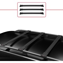Skoda Yeti 2009-2017 Arası ile Uyumlu Fly Model Ara Atkı Tavan Barı Siyah 3 Adet Bar