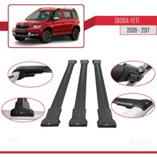 Skoda Yeti 2009-2017 Arası ile Uyumlu Fly Model Ara Atkı Tavan Barı Siyah 3 Adet Bar