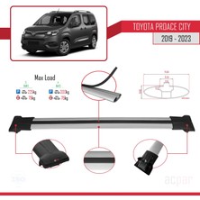 Toyota Proace City 2019 ve Sonrası ile Uyumlu Fly Model Ara Atkı Tavan Barı Gri 3 Adet Bar