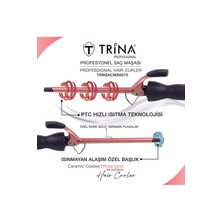 Trina Afro Dalga 9.5mm Gold Seramik Maşa - 20CM.EKSTRA Uzun Başlık - Kıvırcık Saç Maşası