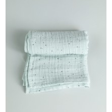 Montefair Organik Çok Amaçlı 80 x 80 cm Müslin Çocuk ve Bebek Örtüsü Mint Yeşili Nokta Desenli Battaniye