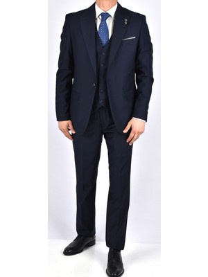 Carutte Crt 121  Slimfit Yelekli Takım Elbise/lacivert/46 Beden - 6 Drop