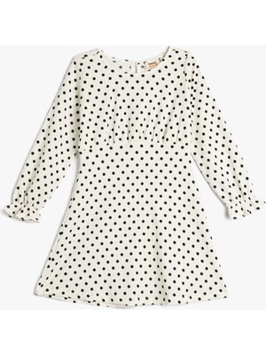 Koton Midi Elbise Puantiyeli Uzun Kollu Yuvarlak Yaka