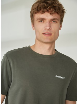 Discovery Expedition Bisiklet Yaka Baskılı Haki Erkek T-Shirt PERTA