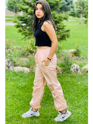 Asortix Kız Çocuk Jogger Yüksek Bel Elastik Paça Paraşüt PANTOLON-PNT-0032