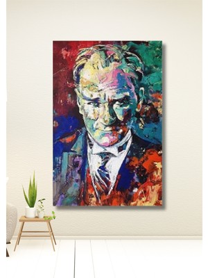 Nt Handmade Gazi Mustafa Kemal Atatürk 70X100CM Kanvas Tablo - Salon Oturma Yatak Odası Ofis Için Duvar Dekoru