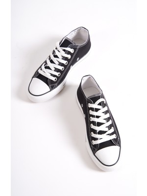 Mubiano MBCVS100S Düz Taban Bağcıklı Kadın Siyah Bez Spor Ayakkabı & Sneaker