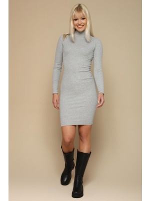 Select Moda Kadın Balıkçı Yaka Fitilli Örme Elbise