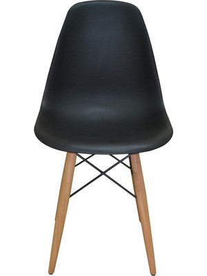 Woodesk Luna Ağaç Ayaklı Siyah Eames Sandalye SND3006-SYH