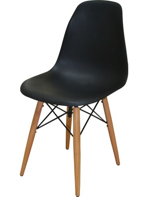 Woodesk Luna Ağaç Ayaklı Siyah Eames Sandalye SND3006-SYH