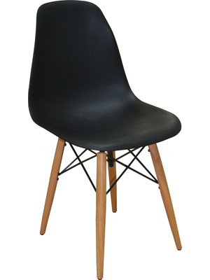 Woodesk Luna Ağaç Ayaklı Siyah Eames Sandalye SND3006-SYH