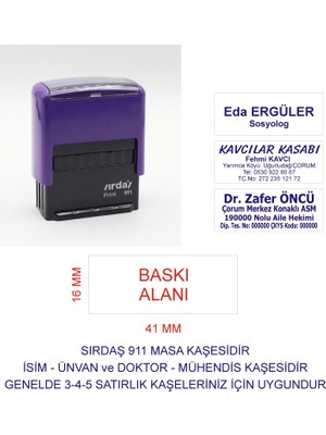 Sırdaş 910 Isim Ünvan Kaşesi - Mor Makina - Siyah Mürekkep