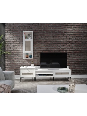 Venatto Trio White Hasırlı Tv Ünitesi