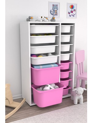 Pratico Çok Amaçlı Oyuncak Dolabı Açık Pembe Beyaz 2D4K8U