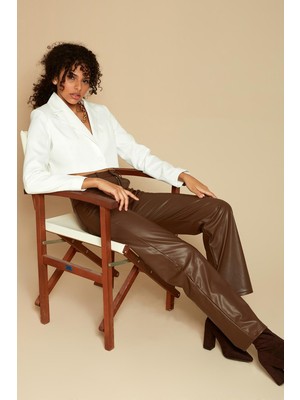 Select Moda Kadın Tek Düğme Kapamalı Crop Blazer Ceket