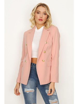 Select Moda Kadın Gold Düğmeli Blazer Ceket
