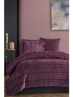 Elart Velvet Kadife Comfort Set Modern Uyku Seti Tek Kişilik Mürdüm 2 Parça