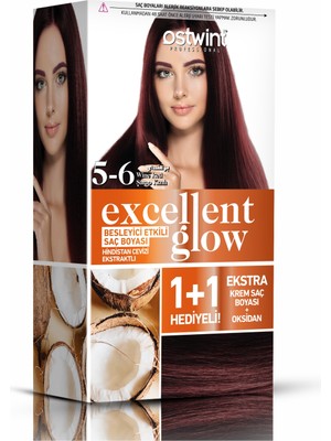 Ostwint Excellent Glow 1+1 Li Saç Boyası Seti No.5.6 Şarap Kızıl