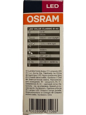 Osram 4.9W 40W E14 Duy 6500K Beyaz 5 Adet