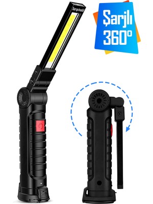 Telvesse El Feneri 5 Modlu 360° LED Çalışma Işığı Iş Lambası Darbeye Dayanıklı Mıknatıslı Kaportacı Feneri 3W