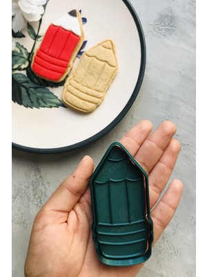 Cestopieno Yeşil Kalem Hamur Şekillendirici Desen ve Çerçeve 2'li Kurabiye Kalıbı