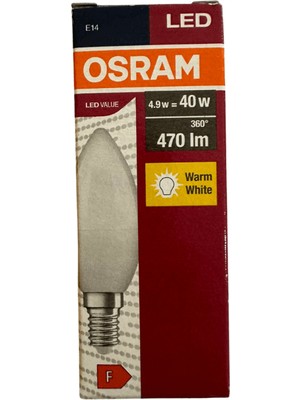 Osram 4.9W 40W E14 Duy 2700K Sarı 5 Adet